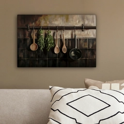 Keukengerei - Rustiek - Tegels - Kruiden canvas 2cm klein -sfeer3