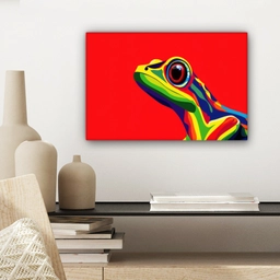 Kikker - Kleurrijk - Strepen - Ogen canvas 2cm klein -sfeer6