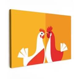 Kippen - Oranje - Vlakken canvas 2cm klein -z3d