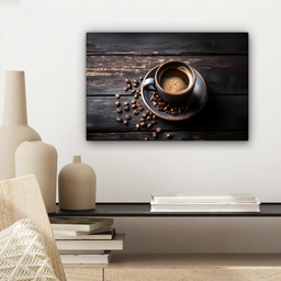 Kop - Koffie - Hout - Bonen canvas 2cm klein -sfeer6