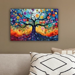 Kunst - Levensboom - Bloemen - Hippie canvas 2cm klein -sfeer3