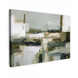 Penseelstreken - Groen - Abstract - Japandi canvas 2cm klein -z3d