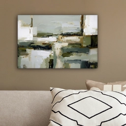 Penseelstreken - Groen - Abstract - Japandi canvas 2cm klein -sfeer3
