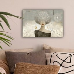 Pluis - Vrouw - Beige canvas 2cm klein -sfeer1