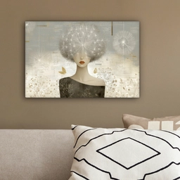 Pluis - Vrouw - Beige canvas 2cm klein -sfeer3