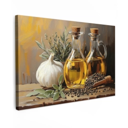 Stilleven - Olijfolie - Knoflook - Kruiden canvas 2cm klein -z3d