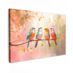 Vogels - Kleurrijk - Tak canvas 2cm klein -z3d