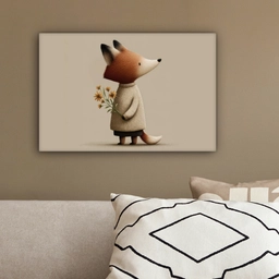 Vos - Gele bloemen - Minimalistisch canvas 2cm klein -sfeer3