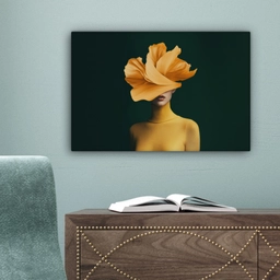 Vrouw - Hoed - Geel canvas 2cm klein -sfeer4
