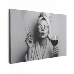 Vrouw - Masker - Wijn - Sigaret canvas 2cm klein -z3d