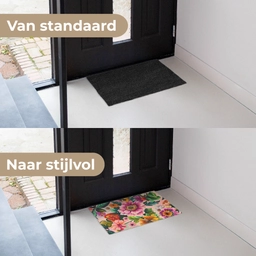 Bloemen - Kleurrijk - Roze Deurmat klein -voor-na_NL