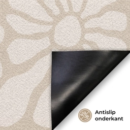 Bloemen - Print - Beige - Bruin - Minimalistisch Deurmat klein -antislip_NL