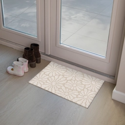 Bloemen - Print - Beige - Bruin - Minimalistisch Deurmat klein -sfeer3