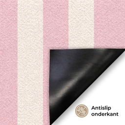 Hola - Quote -  Strepen - Pastel - Roze - Rood - Wit Deurmat klein -antislip_NL