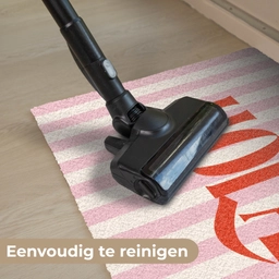 Hola - Quote -  Strepen - Pastel - Roze - Rood - Wit Deurmat klein -reinigen_NL
