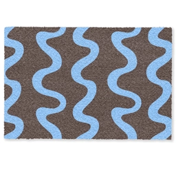 Kronkelende lijnen - Blauw - Bruin - Minimalistisch Deurmat klein 898 -zkaufland3d