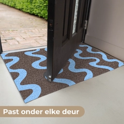 Kronkelende lijnen - Blauw - Bruin - Minimalistisch Deurmat klein 898 -USP_NL