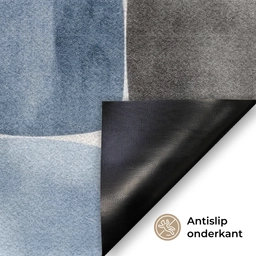 Patroon - Blauw - Vierkanten Deurmat klein -antislip_NL
