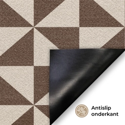 Patroon - Bruin - Vlakken - Driehoek Deurmat klein -antislip_NL