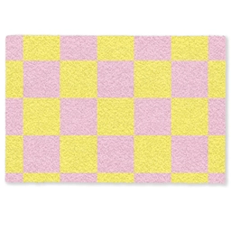 Schaakbord patroon - Geel - Roze - Blokjes Deurmat klein -zkaufland3d