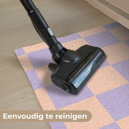 Schaakbord patroon - Paars - Roze - Blokjes Deurmat klein -reinigen_NL