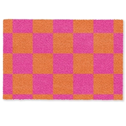 Schaakbord print - Oranje - Roze - Blokjes Deurmat klein -zkaufland3d