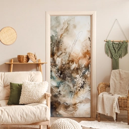 Abstract - Beige - Verf - Kunst - Natuur - Bloemen deurposter klein -sfeer2