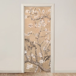 Amandelbloesem - Kunst - Van Gogh - Beige deurposter klein -3d_beige