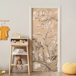 Amandelbloesem - Kunst - Van Gogh - Beige deurposter klein -sfeer4