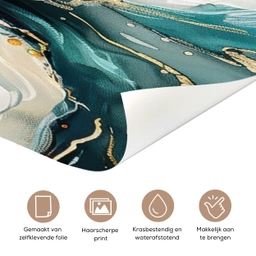 Boom - Modern - Verflook - Turquoise - Goud deurposter klein -closeup_NL