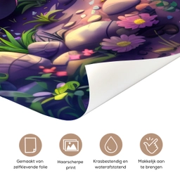 Dino - Paars - Baby - Dinosaurus deurposter klein -closeup_NL