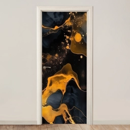 Marmer - Goud - Zwart - Abstract - Modern deurposter klein -3d_beige