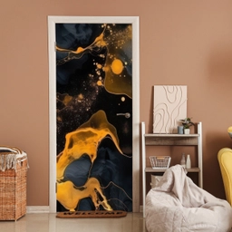 Marmer - Goud - Zwart - Abstract - Modern deurposter klein -sfeer1