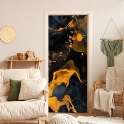 Marmer - Goud - Zwart - Abstract - Modern deurposter klein -sfeer2