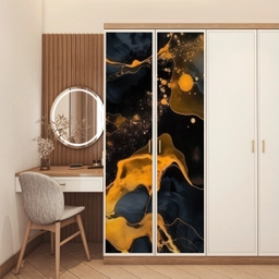 Marmer - Goud - Zwart - Abstract - Modern deurposter klein -sfeer3