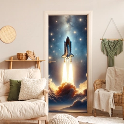 Ruimtevaart - Raket - Space - Sterren deurposter klein -sfeer2