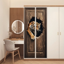 Tijger - Doorkijk - Deur - Hout - Dieren deurposter klein -sfeer3