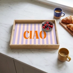 Ciao - Quote - Pastel - Strepen Dienblad Rechthoek middel -sfeer2