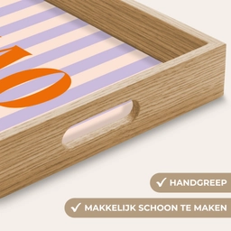 Ciao - Quote - Pastel - Strepen Dienblad Rechthoek middel -USP_HandgreepNL