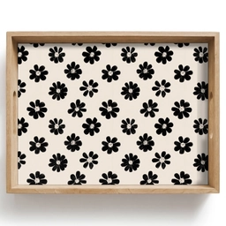 Grafisch - Madeliefjes - Zwart - Beige Dienblad Rechthoek middel 911 -z3d_shopping
