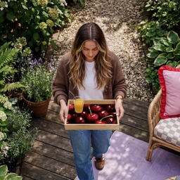 Rood - Fruit - Kersen Dienblad Rechthoek middel -sfeer5