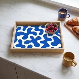 Vormen - Abstract - Blauw - Golven Dienblad Rechthoek middel -sfeer2