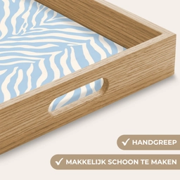 Zebra - Motief - Blauw - Wit Dienblad Rechthoek middel 911 -USP_HandgreepNL
