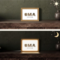 Oma - Lettercollage Light Box met kabel (Tafellamp) klein -sfeer3