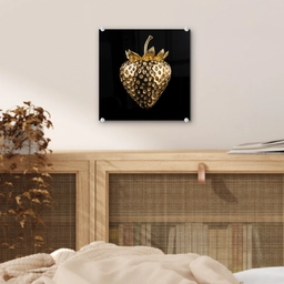 Aardbei - Goud - Zwart - Chrome plexiglas 5mm klein -sfeer4