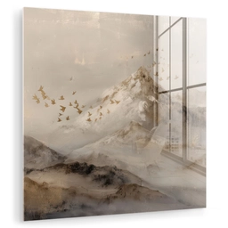 Berglandschap - Mist  - Penseelstreken plexiglas 5mm klein -zzzproduct_nieuw