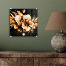 Bloemen - Goud - Graffiti - Zwart - Abstract plexiglas 5mm klein -sfeer3