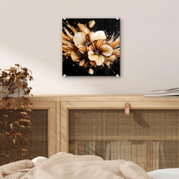 Bloemen - Goud - Graffiti - Zwart - Abstract plexiglas 5mm klein -sfeer4