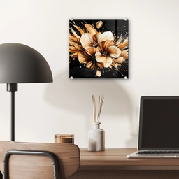 Bloemen - Goud - Graffiti - Zwart - Abstract plexiglas 5mm klein -sfeer6