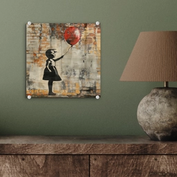Graffiti - Banksy - Meisje - Street art plexiglas 5mm klein -sfeer3